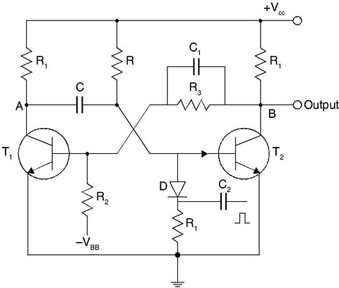 Circuit of monostable multivibrator